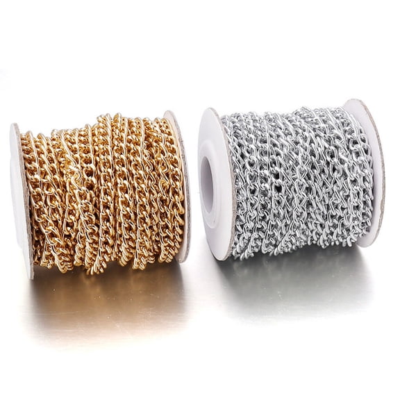 DINHEAROM Aluminium Craft Chain Plated Silver Twisted Link for DIY Bag Shoulder and Garment Accessories
