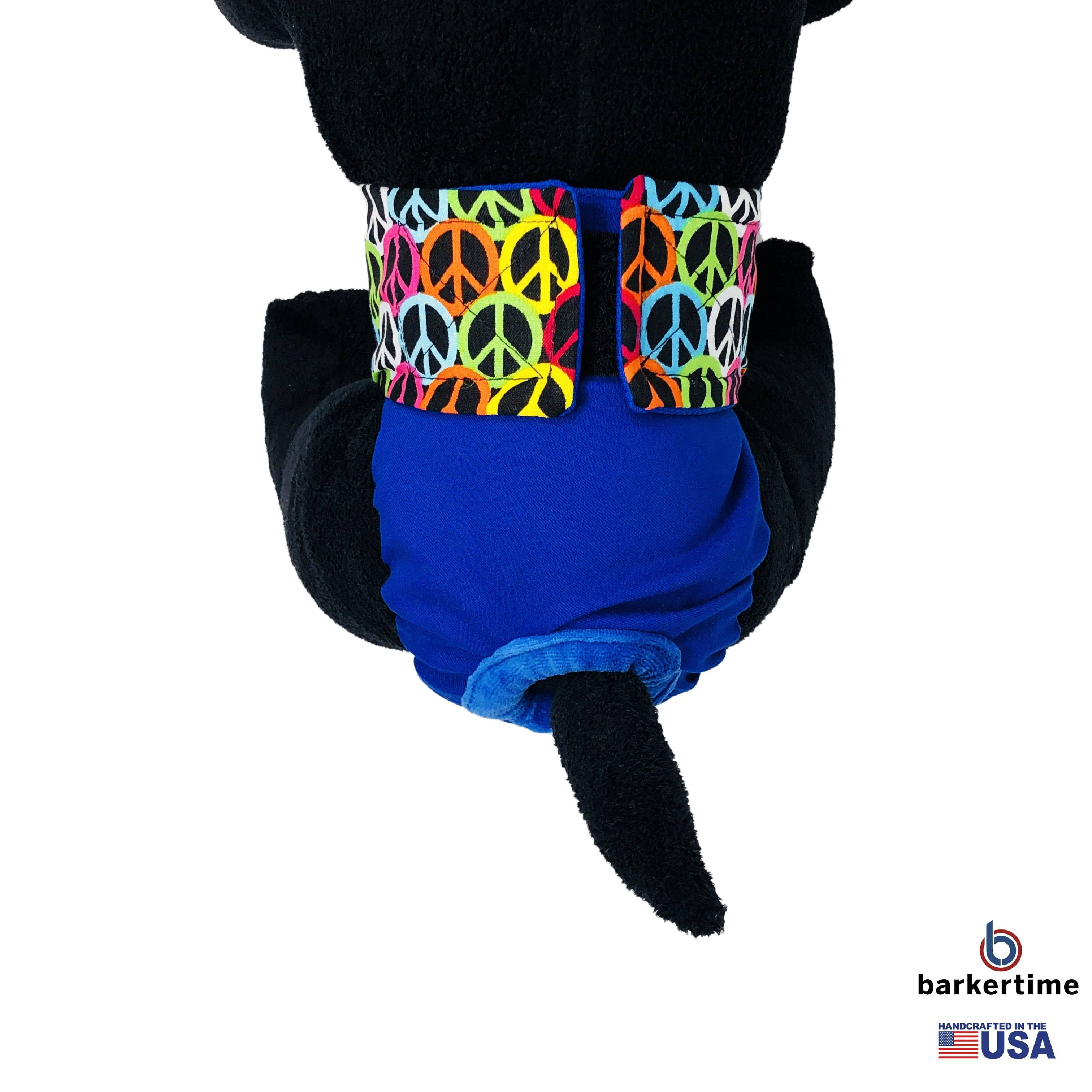 Barkertime Love Peace on Blue Dog Diaper