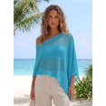 thumbnail image 6 of LMLYSoH Women's Knitted Poncho Fashion Lightweight Solid Color Off One Shoulder Shawl Wrap for Beach Party, 6 of 9