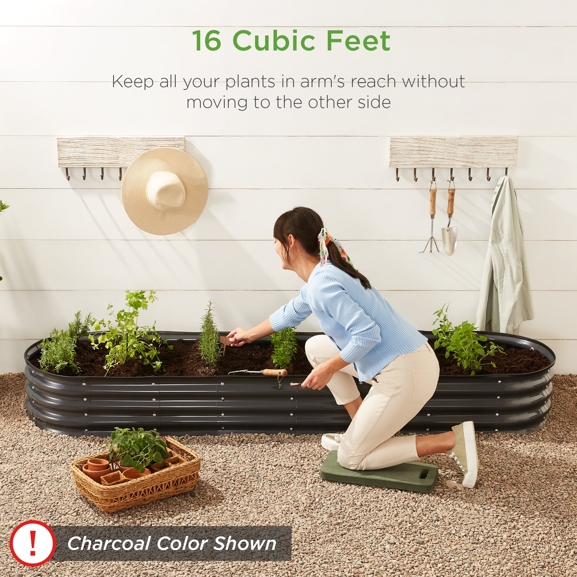 Best Choice Products 8x2x1ft Outdoor Metal Raised Oval Garden Bed, Planter Box for Vegetables, Flowers - Beige