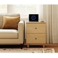 thumbnail image 6 of Modern End Table with Charging Station, Wooden Side Table with 2 Storage Drawers, Small Nightstand for Living Room, Oak Wood, 6 of 7
