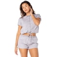 thumbnail image 6 of Celebrity Pink Women's and Women's Plus Button Front Puff Sleeve Top with Ties, Sizes XS-XXXL, 6 of 6