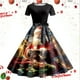 thumbnail image 1 of Vestidos de Mujer Vestido de Fiesta de Noche de Manga Corta Con Estampado Navideño de Los Años 50, 1 of 3