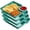 Green, variant on Sectioned Platter with Dipping Compartment – 4-Piece Japanese-Style Gyoza Dipping Dish Set – Square Serving Tray for Sushi, Chips & Dip – Reusable Plastic Appetizer Tray