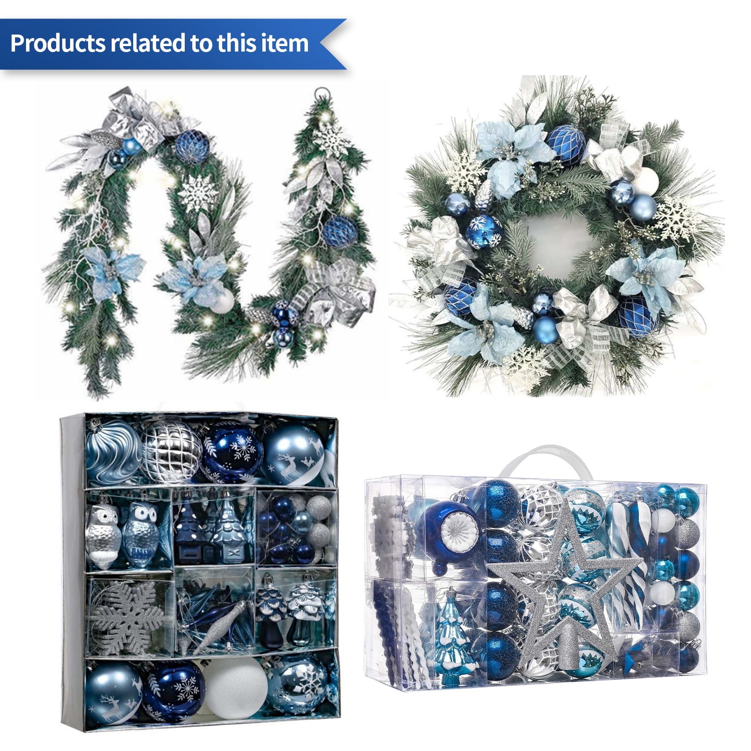 Valery Madelyn 100ct Winter Wishes Silver and Blue Christmas Ball