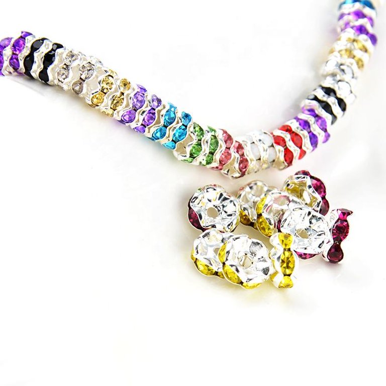 Feildoo 100pcs 12mm with 3.5mm Hole Rhinestone Spacer Beads