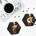 thumbnail image 4 of Lsque Romantic Flower Lion Couple Pattern 4" Drink Coasters Set of 4, PVC Leather Absorbent Coasters, Table Coaster Set Decorative Coffee Cup Coasters Housewarming Gift -Hexagon, 4 of 6