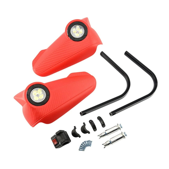 H-868 Red Red Motorcycle Hand Guards With Led Lights For Windbreak Fall Protection Durable Design #O1l3T