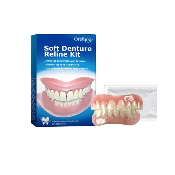 Dentaduras postizas de modificación de dientes, juego de rebase de silicona para dentaduras postizas profesionales, carillas unisex, dentaduras postizas suaves y cómodas