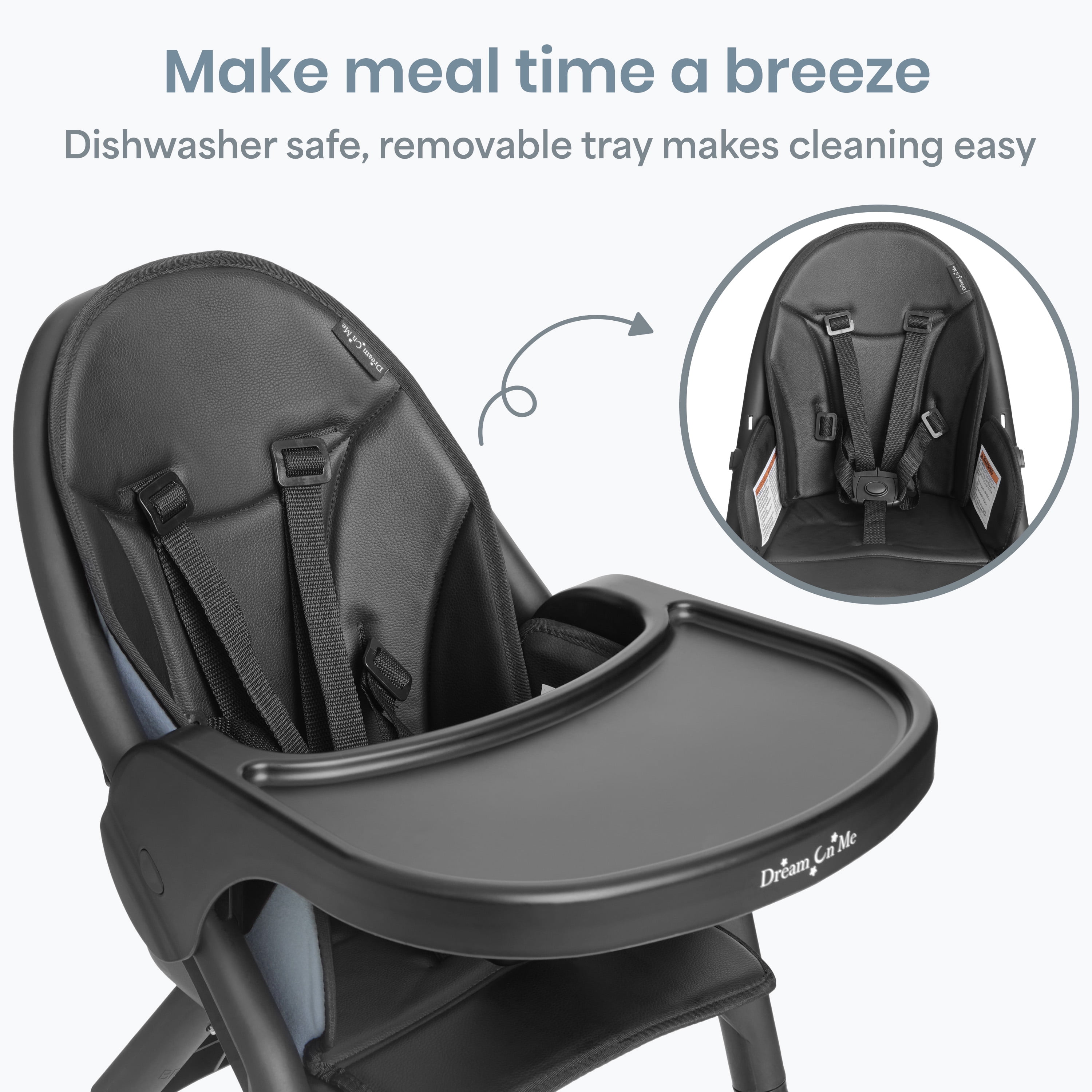 Dream On Me Chomper Champ 2-in-1 Highchair, Black