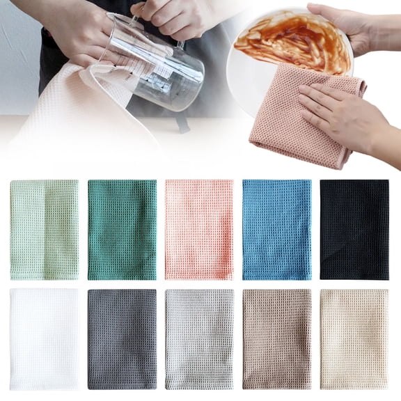 Kitchen Towels and Dishcloths,100% Cotton Dish Towels for Washing Dishes Solid-Color Waffle Weave Kitchen Dish Towels,Soft and Absorbent Dishcloths Dish Rags for Kitchen,1Pcs(A)