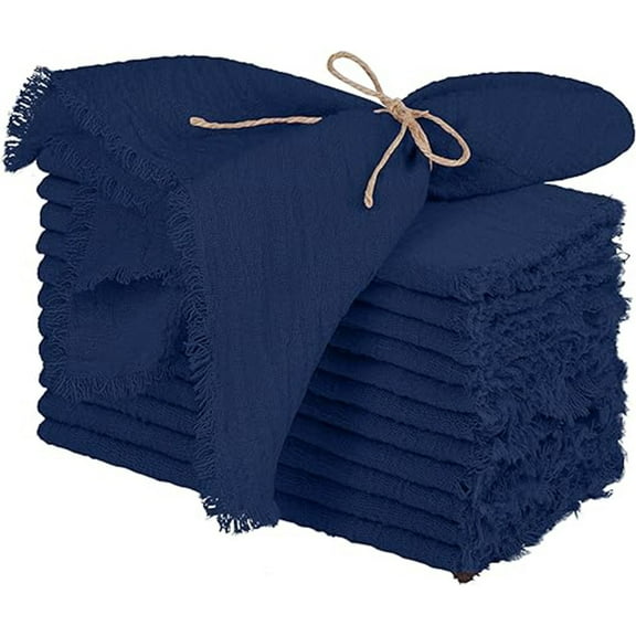Knubmt Set of 12 Cotton Napkins Washable Dinner Napkin Reusable Rustic Napkins for Dinners, Parties, Weddings, 17 x 17 Inch