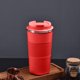 thumbnail image 1 of Taza de viaje de acero inoxidable con cubierta de cuero, taza de café aislada de 15 oz, tapa abatible a prueba de fugas, 12 horas caliente/fría, vaso de negocios portátil para hombres y mujeres, 1 of 7