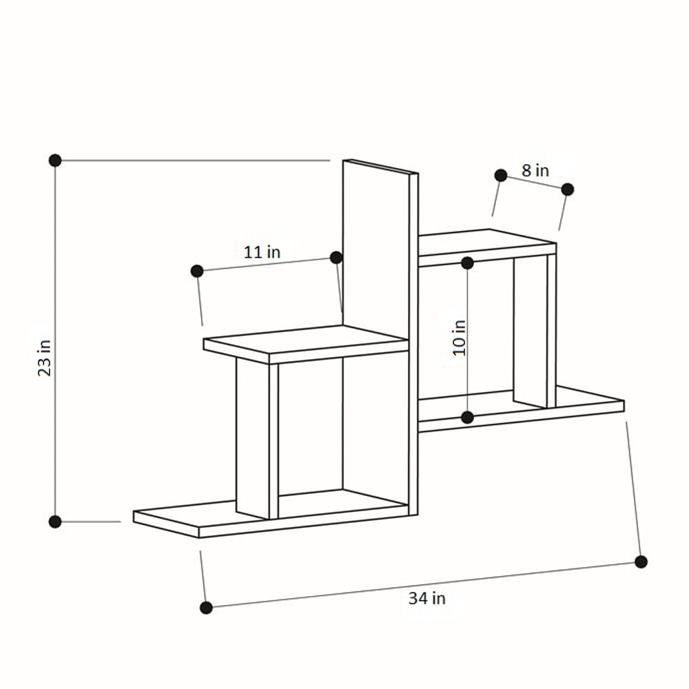 Ada Home Decor Furniture 33.86" 2 Tier Anthracite Webb Modern Wall Shelf