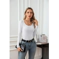 thumbnail image 5 of VICHVVY Women's Scoop Neck Long sleeve Shirts Ribbed Slim Fitted Casual Basic Top Blouses Fall Winter White M, 5 of 6