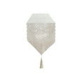 thumbnail image 2 of Camino de mesa con borlas de encaje 100x30cm | Diseño de Poliéster Boho Blanco | Camelia elegante, borde de abanico | Mesa de comedor, aparador, armario para zapatos | Decoración Lavable a Máquina, 2 of 6
