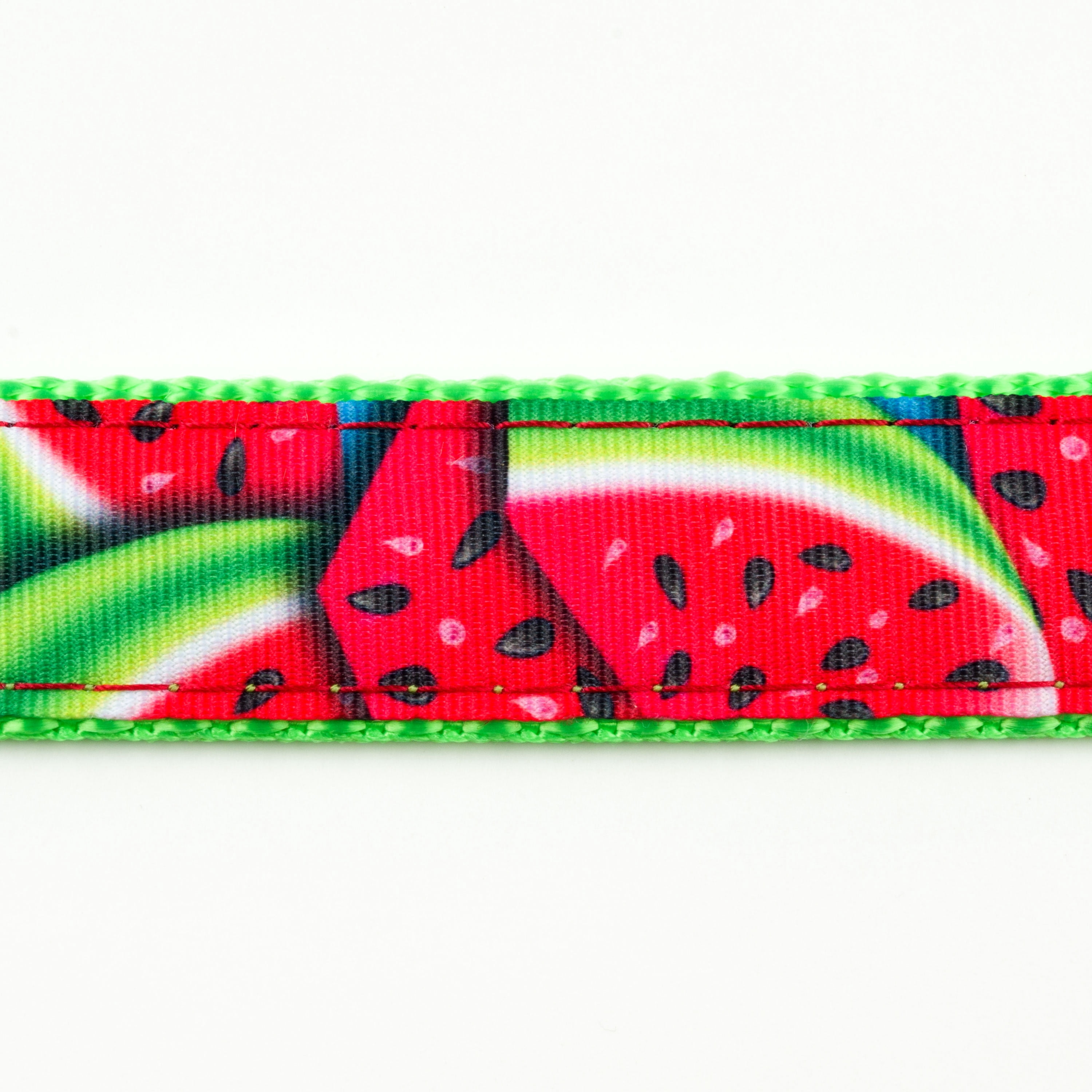 Country Brook Design - Summer Melon Ribbon on Hot Lime Green Nylon Webbing (1 Inch, 50 Yards)