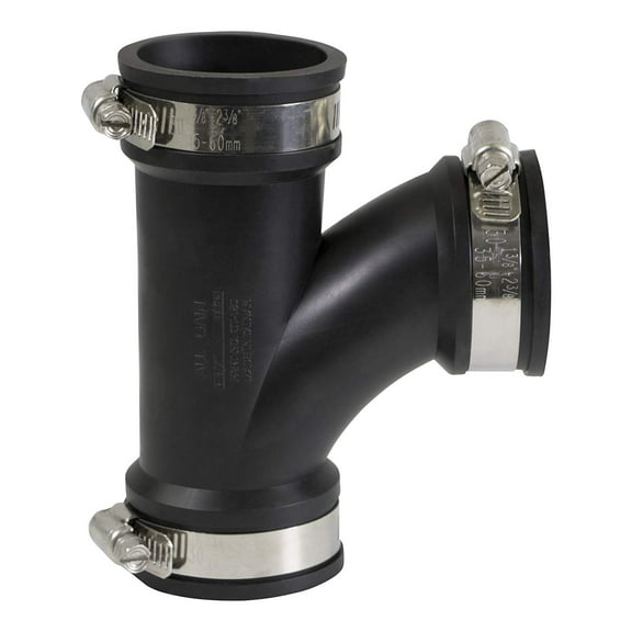 1-1/2 inch PVC Flexible Tee Coupling with Stainless Steel Clamps 
