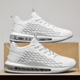 thumbnail image 5 of 2026 New+Men'S Breathable Knit Mesh Sneakers with Air Cushion - Lightweight Low-Top Design, Grey & Black, Lace-Up Casual Shoes Sleek Shoe Design, Fabric Upper for Running, Gym & Casual Attire, Gym Sh, 5 of 9