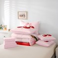 thumbnail image 6 of Feelyou Pink Bowknot Cherry Bedding Comforter Set 7pcs for Kids, Kawaii Princess Ribbon King Bedding Sets, Fairy Tale Style Reversible Bed Sheets, Luxury Bedroom Decor, 6 of 8