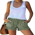 thumbnail image 1 of Womens Washed Denim Shorts Casual Drawstring Elastic Waist Frayed Hem Loose Short Jeans, 1 of 5
