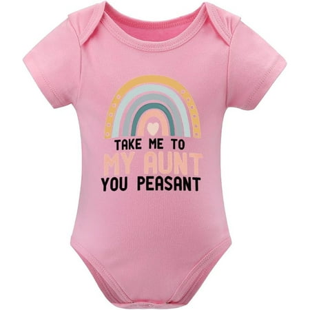 

Take Me To My Aunt You Peasant Unisex Romper Short Sleeve Baby Girl Coming Home Outfit Summer White Newborn Onsies