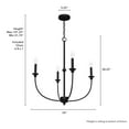 thumbnail image 6 of Hunter - Southcrest 4-light Matte Black, Large Chandelier, Dimmable, Casual Style, Candle Shaped, for Bedrooms, Dining, Living Rooms - 19636, 6 of 7