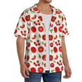 thumbnail image 3 of Lafuoo Fresh Red Tomato Pattern Men's Cuban Collar Short Sleeve Shirt, Button-Down Resort Beach Pocket Shirt-3X-Large, 3 of 7