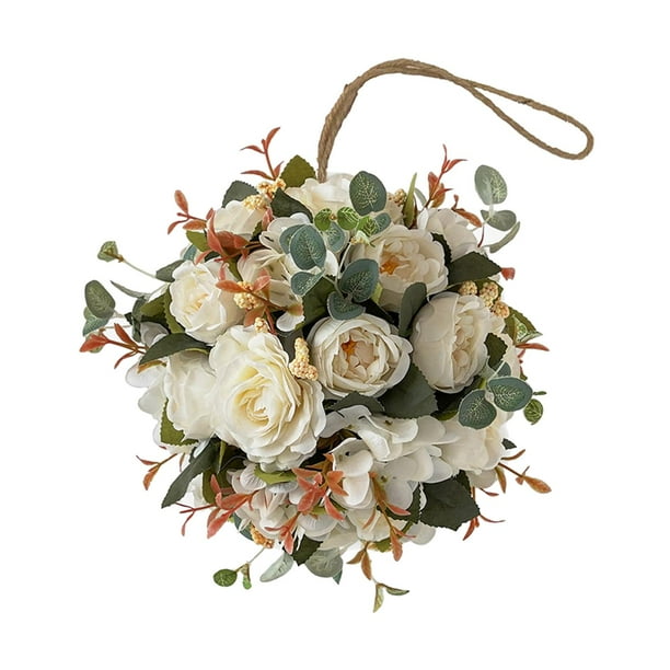 Guirnalda de flores artificiales de beautywom, 20 cm, para colgar en casa o fiesta Blanco