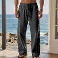thumbnail image 4 of CONZONE Mens Baggy Pants Wide Leg Pants With Side Buttons Design Trendy Elastic Waist Solid Color Soft Casual Joggers With Pocket, 4 of 6