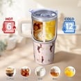 thumbnail image 6 of 20oz Chicken Pattern Tumbler with Handle Insulated Travel Mug Fun Birthday Christmas Gift for Chicken Lovers Women Men Fits Car Cup Holders Comfortable Grip Easy to Carry Errands Commutes, 6 of 6