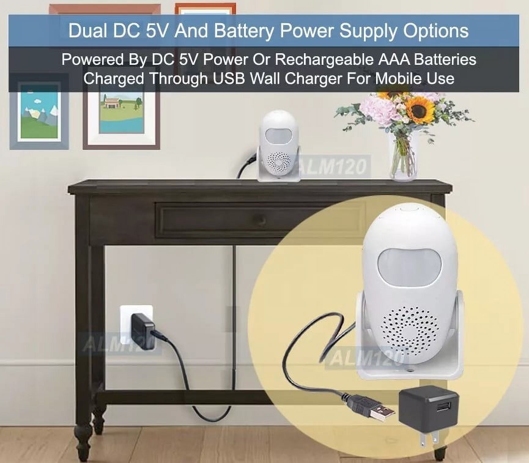 Portable Motion Sensor Alarm Entrance Alert Chime With 125dB Siren Sound And IR Remote