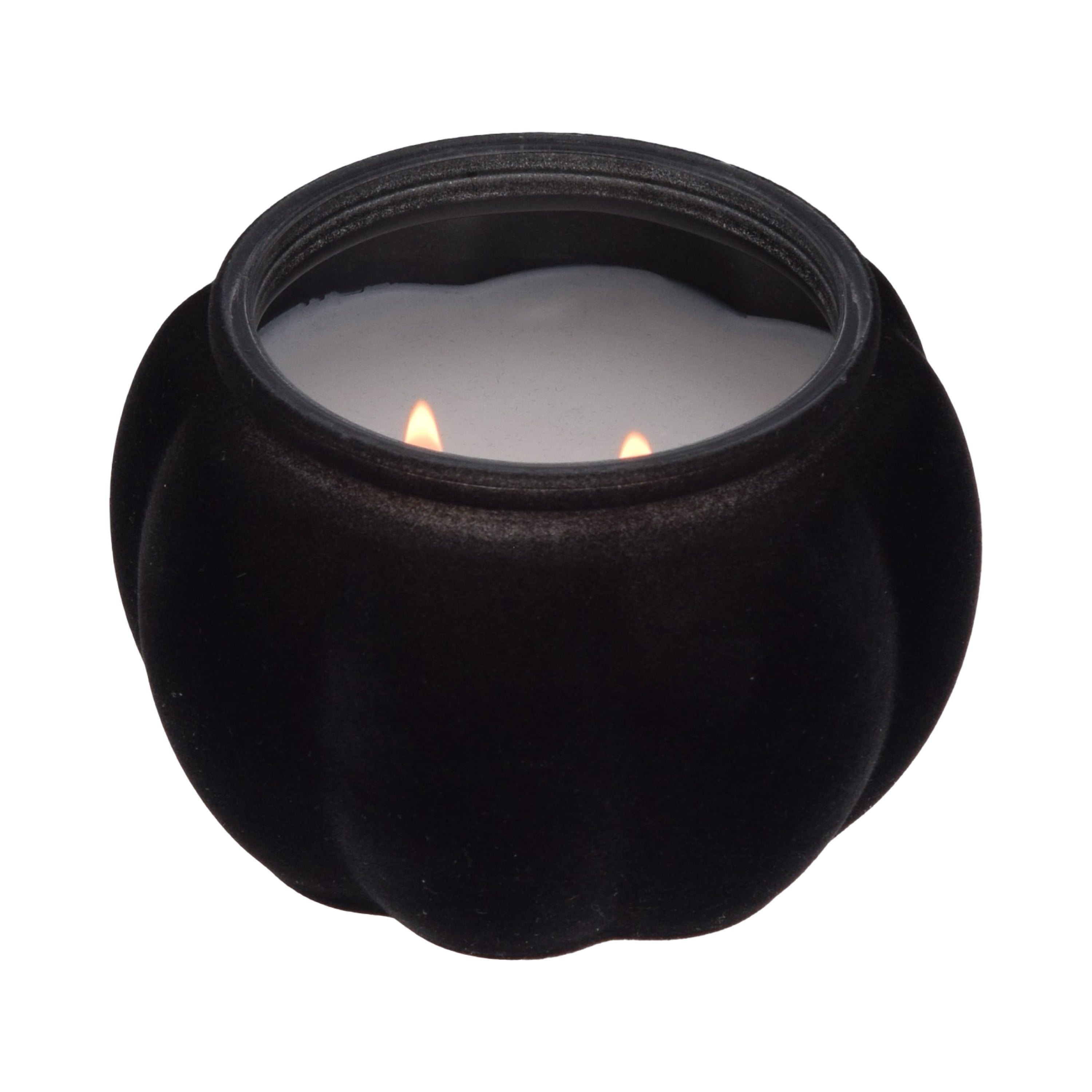 Better Homes & Gardens Warm Leathered Amber Scented 2-Wick 10oz (284.3 g) Medium Flocked Pumpkin Jar Candle