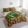 thumbnail image 3 of Homewish Cartoon Brown Plaid Twin Bedding Sets 7-Piece, Vintage Game Abstract Bedding Comforter Set, Rugby Soccer Print Reversible Sheet Sets, Breathable Home Decor, 3 of 7