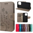 thumbnail image 2 of iPhone 13 Pro Max Wallet Case, 6.7 inches Durable Case, Flower Butterfly Pattern Premium PU Leather Magnetic Case with Credit Cards Slots Shockproof Protective Cover (iPhone 13 Pro Max, grey), 2 of 7
