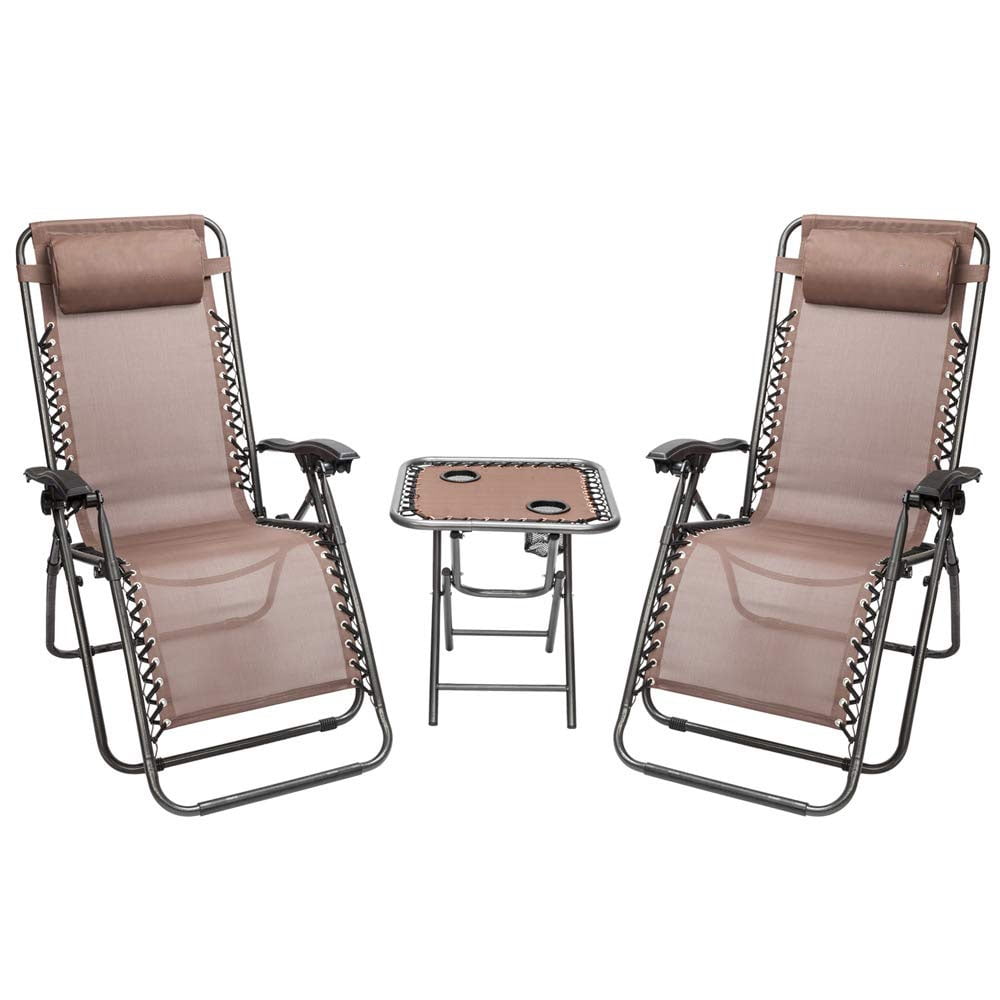 Ktaxon Zero Gravity Chair with Pillow Two Pack Chairs & Portable Cup Holder Table - Walmart.com ...