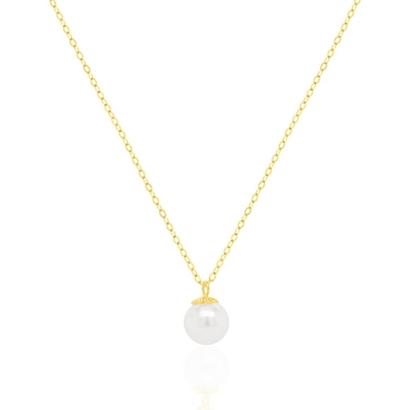 Mercie Sterling Silver Gold Vermeil Pendant Necklace Pearl Drop Design 18 Inch Everyday Wear