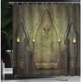 thumbnail image 4 of Ambesonne Gothic Shower Curtain, Fantasy Spooky Skull, 69"Wx75"L, Brown, 4 of 5