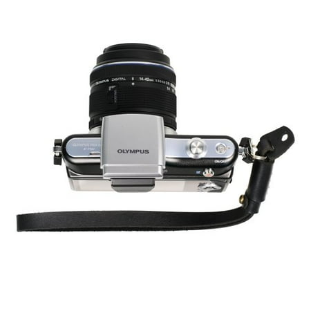 Canon Hand Strap - Foto&Tech Black Genuine Leather Adjustable Camera Hand Wrist Strap for Sony NEX Leica Canon Nikon Panasonic Fujifilm Olympus Pentax Samsung Mirrorless compact Cameras