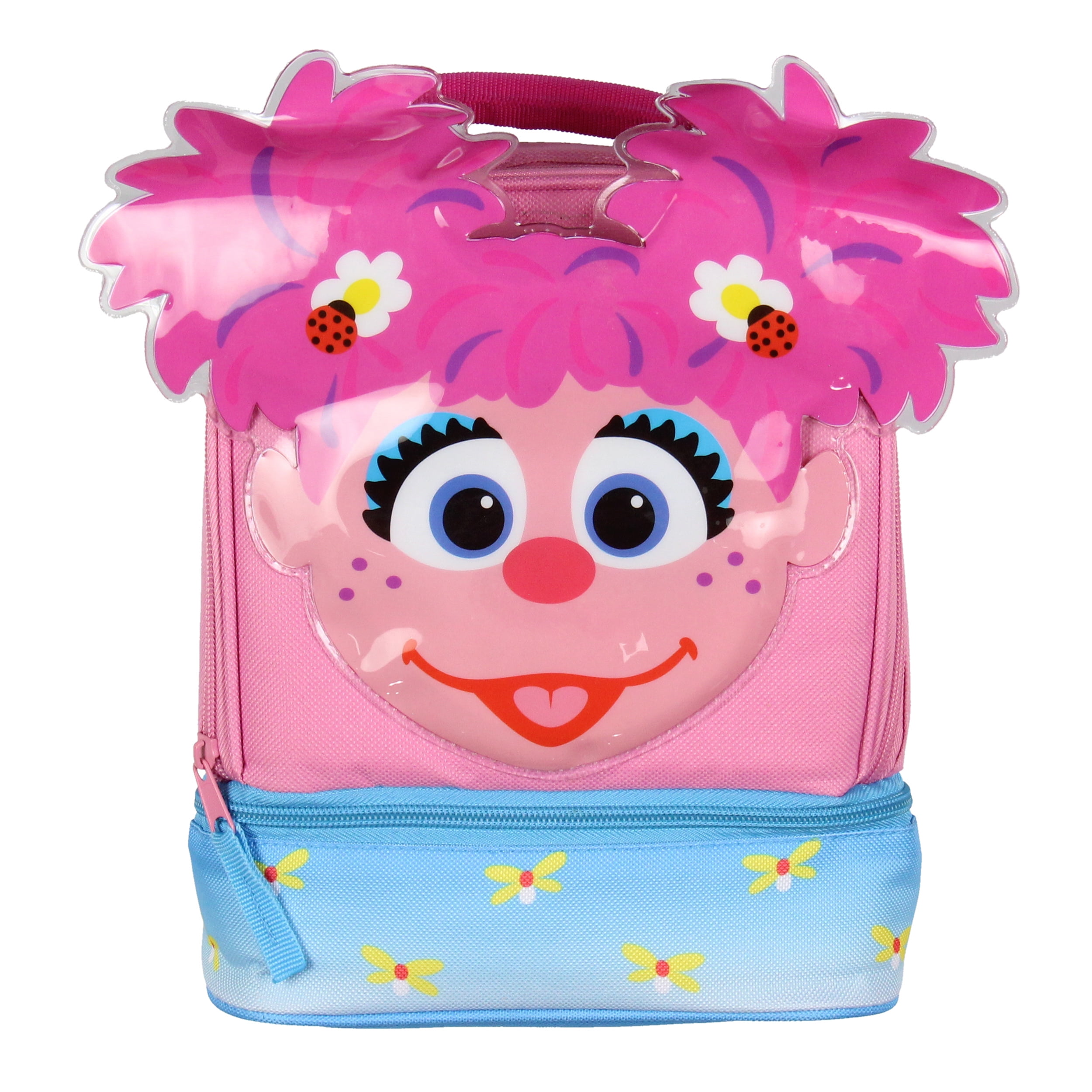Sesame Street Abby Cadabby Face Kids Girls Cute Dual Compartment Insulated Lunch Box Pail Tote Bag 10"