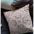 thumbnail image 3 of 16" X 16" Muted Purple And Yellow Broadcloth Floral Throw Pillow, 3 of 5