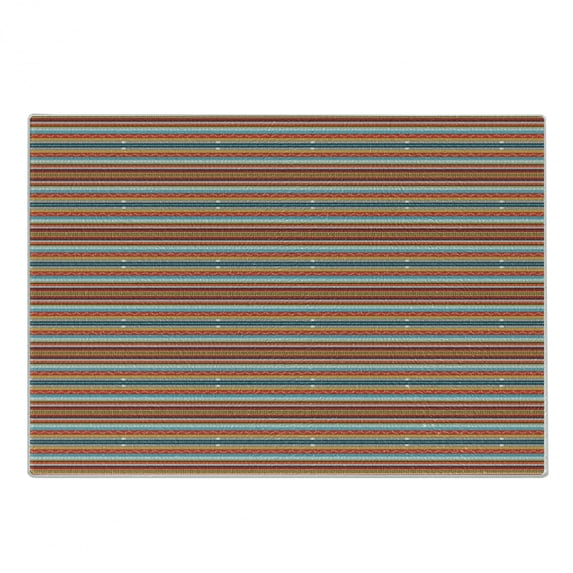 Bohemian Stripe Cutting Board, Culture Traditional Theme Lines and Ornaments Repeatable Folk Print, Decorative Tempered Glass Cutting and Serving Board, in 3 Sizes, by Ambesonne