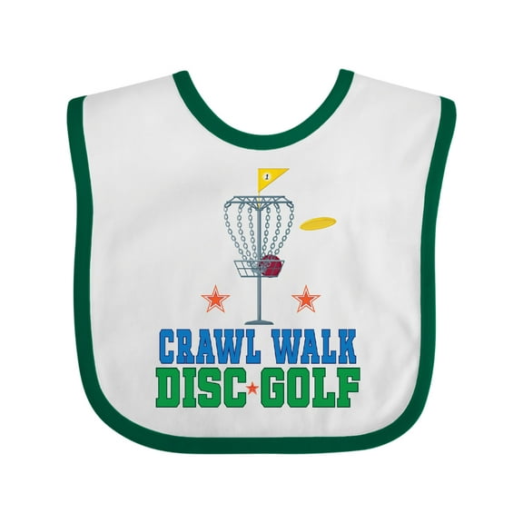 Inktastic Crawl Walk Disc Golf Boys or Girls Baby Bib
