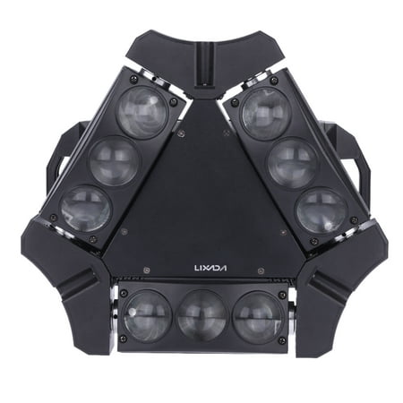 Lixada 90W 9LED RGBW Mini Triangle Spider Beam Stage Light 12/19 Channel DMX512 Sound Control Auto Rotating
