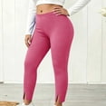 thumbnail image 2 of Xinsrenus Women's Oversized Elastic Waist Split Hem Capri Leggings Stretchy Slim Fit Yoga Pants Casual Daily Sports Gym Bottoms, 2 of 7