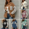 thumbnail image 4 of Camisa de mujer, Camisa suelta de mujer Pana Estampado de leopardo Botones de manga larga Camisas de Meterk Azul/Medio, 4 of 7