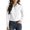 White, variant on Tqcoqu Women's Long Sleeve Hidden Button Shirt,Classic Collar Solid Business Casual Blouse,Army Green Women's S-XXXL