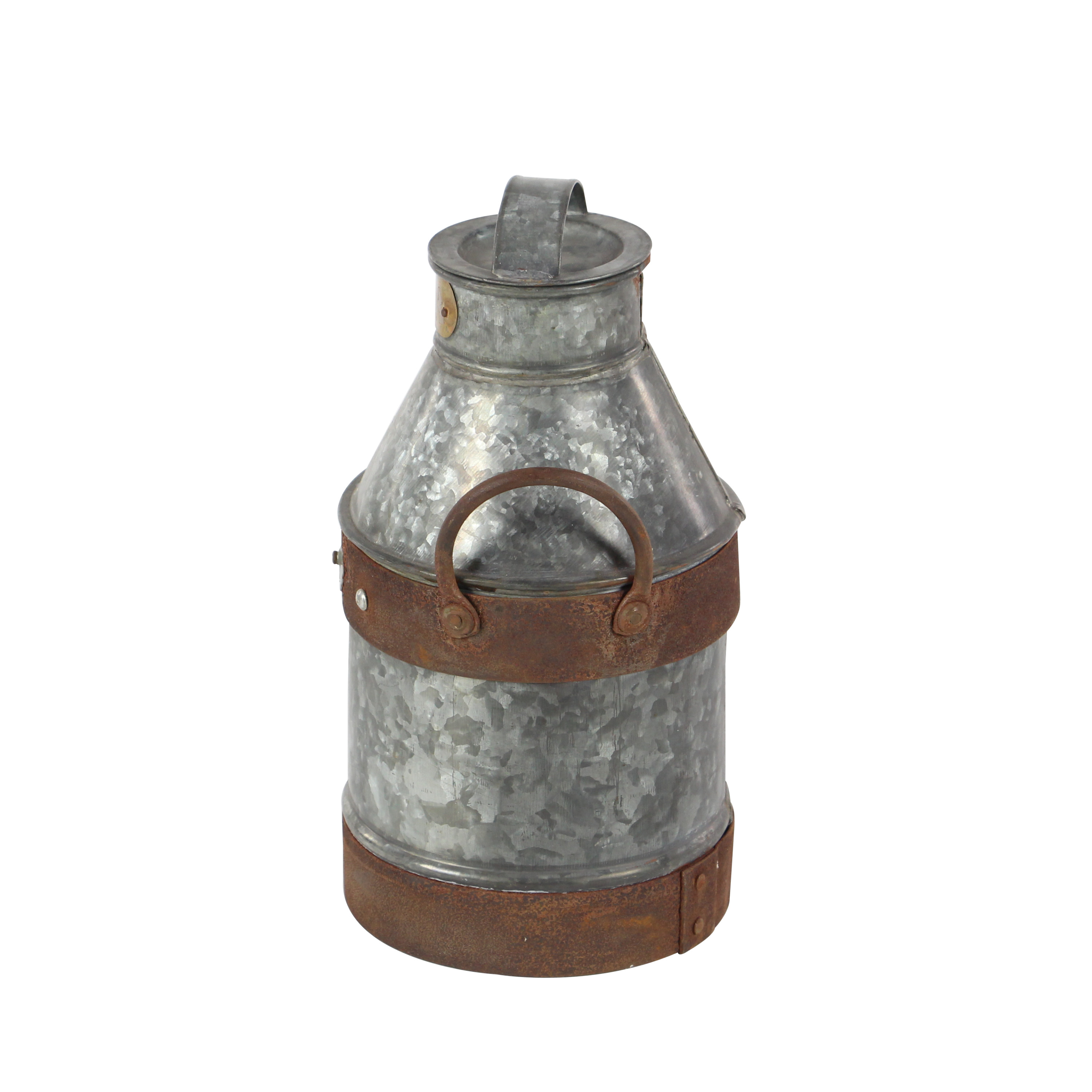 DecMode 13"H, 7"W Metal Farmhouse Decorative Jar, Grey, 1 - Piece