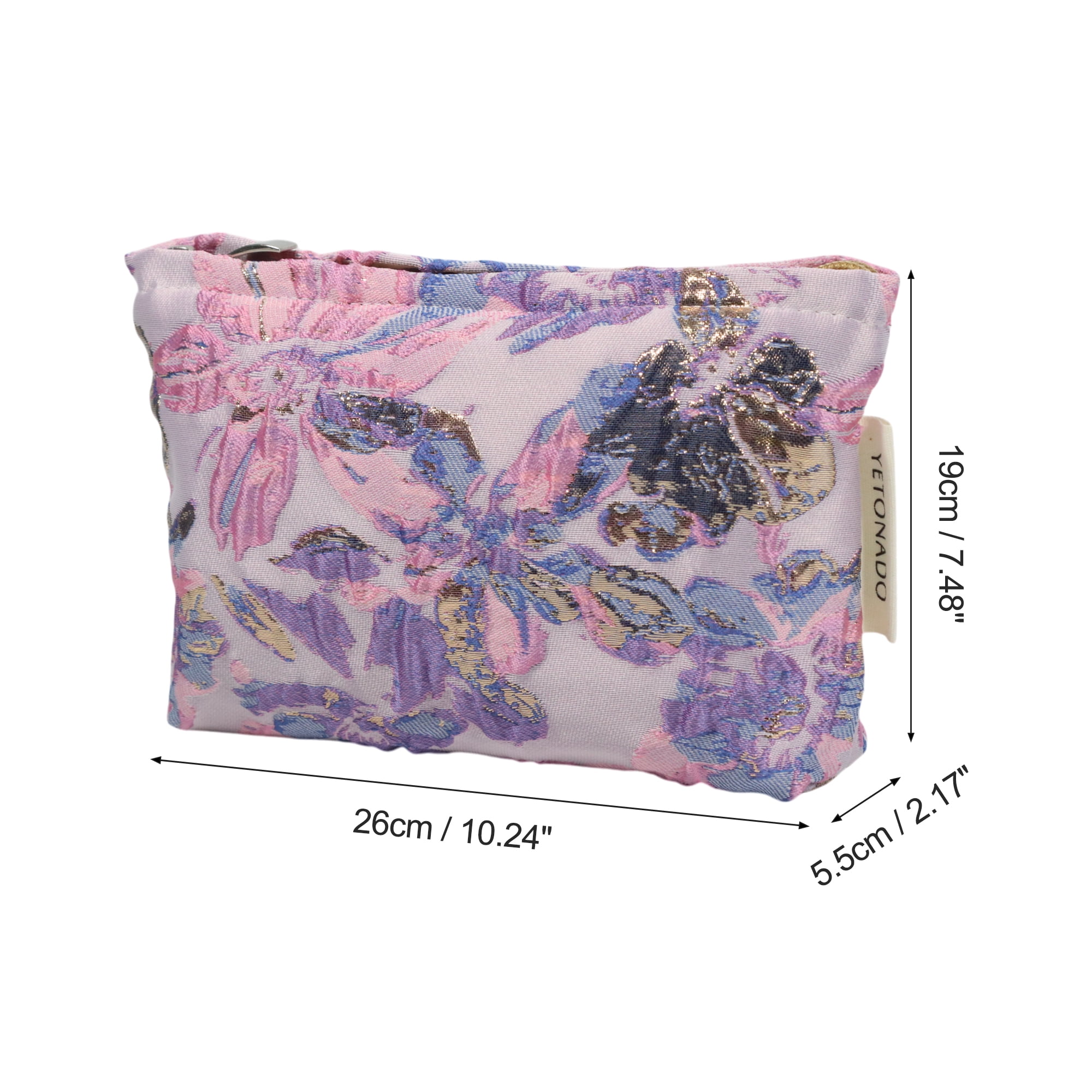 Unique Bargains 1 Pc Convenient Embossment Flower Handheld Makeup Bag Large
