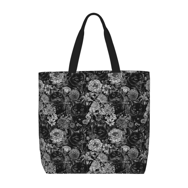 Easygdp Black Cats In A Garden Bolsa Tote para Mujer, Bolso de Hombro para Trabajo, Playa, Viajes, Compras y Supermercado
